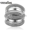 Vecalon pavé ensemble 234 pièces topaze diamant simulé Cz croix bague de fiançailles de mariage pour les femmes 14KT or blanc rempli bague femelle