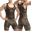 Sous-vêtements sexy pour hommes culottes masculines body culottes Camouflage hommes vêtements body masculino combinaison active mens bodywear Wrestli243y