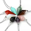 Natuursteen Crystal Healing Hanger Kettingen voor Mannen Dames Party Club Sieraden met verzilverde ketting