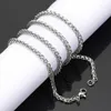 Fashion New 24 '' Silver 316L Rostfritt stål Vete Braid Link-Chain Halsband Kvinnor Mäns Smycken Gifts Bredd 3/4/5 / 6mm