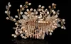 Designer Fashion Women Party Prom Wedding Bridal Gold Crystal Rhinestone Pearl Beaded Comb Hair Accessories Headpieces Jewelry Cro6373316
