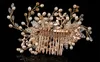 Designer Fashion Women Party Prom Wedding Bridal Gold Crystal Rhinestone Pearl Beaded Comb Hair Accessories Headpieces Jewelry Cro6373316