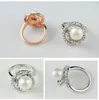 Mode 18K Rose Goud en Wit Vergulde Pearl Rhinestone Groene Ring Oostenrijkse Diamond Crystal Trouwjurk Ringen