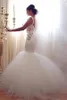 Dresses Fabulous 2016 Sexy Sweetheart Backless Tulle Mermaid Wedding Dresses Puffy Modest Lace Beaded Long Bridal Gowns Custom Made EN7301