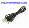 Cabo de carregador USB 60cm / 2ft para DC3.5MM DC 3,5 mm Plug / Jack DC3.5 Cabo de alimentação Preto 100 pcs / lote