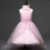 2015 ragazze chiffon principessa abiti da trascinamento per bambini ragazza halter tutu vestito perline sulla cinghia 5 colori vestito da festa in pizzo J070206 # DHL