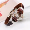 Кожаные шнуры Charm Wrap Braclets для мужчин Ретро Hipe Rudder Anchon Cheakide веревка ручной работы Weave браслет мужские браслеты оптом