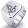 Stainless Steel Masonic Men Ring Letter G Jewelry Cool Korean Style Fashion Wholesale Hot New Party Gift