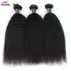 Ishow 8A Brazilian Virgin Hair Bundles Weft Kinky Yaki Straight 3 pcs Human Extension for Women All Ages Jet Black 8-28 inch