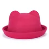 Autumn Winter Women Children Top Hats Faux Wool Ladies Bucket Hats Boys Girls Child Kids Cute Cat Ears Dome Cap GH-35