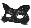 Wenecka maskarada maska ​​kobiet seksowna czarna błyszcząca fantazyjna kotka koronkowa maska ​​na Halloween Cat Lace Eye Mask HJ120