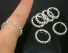 10 stks Mode Clear Rhinestones 1 Rij Elastische Ringen voor Dames Lady Girl Mode-sieraden 1 Bestellen