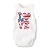 Amerikanska flaggan Babies Rompers Nyfödd Baby Sommarkläder Spädbarn Toddler One-Dele Romper Child Kids Jumpsuits Senaste design