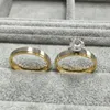 4mm titanium Steel CZ diamond Korean Couple Rings Set for Men Women Engagement Lovers, his and hers promise,2 tone gold silver