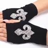 Partihandel Vinter Vår Män Kvinnor Fingerlösa handskar med diamantnitar Koreanskt mode Halvfingerhandskar Stickade Cool Sailor Dance GL-1