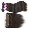 Pacotes de cabelo brasileiro molhado e ondulado onda do corpo em linha reta remy cabelo humano fechamento do laço 3 pacotes com kinky encaracolado 13x4 tece frontal8045089