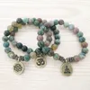 SN1110 Nuovo braccialetto da uomo di design India Agata Ohm Lotus Buddha Charm Bracciale Mala Yoga Gioielli Regalo all'ingrosso per lui