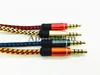 Auxiliary AUX 1.5M 3M Round Unbroken Metal Fabric Braiede Audio Cable Extension 3.5mm Male Stereo for Mobile phone MP3 Speaker computer