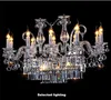 Retângulo Cristal Modern Chandelier Luminária 12 Luzes de vidro Candelabro Iluminação Luster de suspensão jantar sala de L.40" X W.21" X H.23"