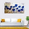 100% El Boyalı Güzel Mavi Çiçekler Yağlıboya Tuval Modern Basit Stil Duvar Sanatı Resimleri Ev Dekorasyon için