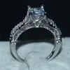 2017 теперь стерлингового серебра 925 обручальное свадебные ювелирные изделия 2ct Принцесса Cut площади кольцо женщин мода бортовой камень CZ кольцо