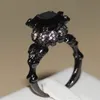 Size 5-11 Vintage Jewelry Professional Wholesale 10KT Black Gold Filled Sapphire CZ Diamond Gemstones Wedding Women Skull Ring for Love Gift