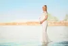 الأمومة التصوير الدعائم العميق الخامس الرقبة ملابس الحمل ماكسي الأمومة التصوير فستان الدانتيل الأبيض الأمومة اللباس للحمل النساء