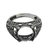 Beadsnice 925 Sterling Silver Filigree Ring Inställningen passar 12mm runda cabochon antik silverton handgjorda ringar för kvinna ID 337609867817