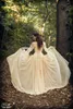 Ренессанс средневековый старинные светло-золотой шампанское милая свадебные платья с длинными рукавами шифон высокий низкий свадебные платья EN10920