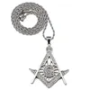 Par Masonic Pendant Smycken Freemason AG Emblem Symbol Hänge Hip Hot Punk Rock Pendants Halsband med lysande kristaller CZ Stones