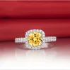 3 karat princesa corte cojín forma amarilla sopa sintético diamante anillo de compromiso a-ok regalo de joyería nupcial blanco oro platino