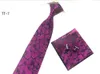 Fashion Tie Set Nathtie Handokerchief Cufflinks Pocket Square Polyester Ties 8cm Wide262U