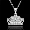 Ny ankomst LMperial Crown Pendant Halsband Vit Ädelsten Sterling Silver Pläterad Halsband STSN579, Fashion 925 Silver Necklace Factory