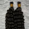 Estensioni dei capelli con punta I ricci crespi brasiliani 100g 100s 4 capelli pre legati marrone scuro senza estensioni dei capelli umani Remy9765999