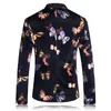 Wholesale-Mens Velvet Blazer Floral Men Jacket 2016 New  Plus Size 4XL Mens Flower Blazer Designer Business Stage Cloth for Men