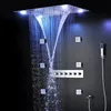 Luxury duschuppsättning inbäddad takskorvduschhuvud Multifunktion Remote Control Led Color Change Waterfall kranar kroppsstrålar mas242Z