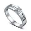 Vecalon Brand Lovers Smycken 925 Sterling Silver Ring 1 Carat Simulerad Diamond CZ Engagement Bröllop Band Ringar För Män Kvinnor