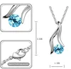 Mode 925 silverpläterad hängande halsband österrikiska kristall örhängen och armband kvinnor smycken sätter tre färger