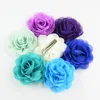 8cm chiffon stof roze bloem met alligator clip voor baby haaraccessoire 24pcs/lot