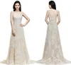 Bretelles spaghetti bon marché chérie dos nu une ligne robes de mariée de jardin avec des appliques en dentelle robes de mariée champagne clair 329 329