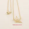 10PC Simple Flying Hollow Swallow Pendant Necklace Women Spring Fashion Style Lovely Bird Silver Gold Plated Link Chain Necklace Party Gifts