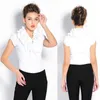 Рубашки оптомНовые 2016 повседневные женские блузки для тела Рубашка с коротким рукавом с рюшами на воротнике и оборками blusa feminina летние топы белые SXXL SY02