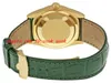2019 Luxusuhren, grünes Zifferblatt, 18 Karat Gelbgold, automatisches mechanisches Uhrwerk, Leder-Herrenuhr, Herrenuhr, Armbanduhren217y