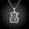 Hot sale women's small bear shape hollow Pendant necklace sterling silver plated necklace STSN770,fashion 925 silver necklace christmas gift