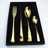 24PCSlot Hoogwaardige 24K GOUD SETLY SET Western roestvrij staal FLATTIRE TACLEWARE VORK MESSPOON DINING TEE 7422993