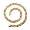 Tung 24K Solid Guldpläterad Miami Kubansk Länk Överdriven Glänsande Full Rhinestone Halsband Hip Hop Bling Smycken Hipster Men Curb Chain