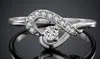 925 Sterling Silver Heart Pierścienie Dla Kobiet Kryształ Love Pierścionki Piękny Girl Prezent na wesele