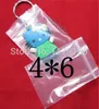 Free shipping retail 4x6cm 500pcs/pack transparent polyest bag-clear grip zip lock PE bags, resealable zip earing storage pouch