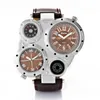 Multi-functie Sport horloge voor mannen Oulm Quartz Kijk Kompas Thermometer Horloge Quartz Lederen Riemen Strap Horloges