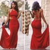 2019 Kırmızı Sıkı Balo Elbise Mermaid Backless Uzun Örgün Özel Durum Elbise Akşam Parti Kıyafeti Artı Boyutu Vestidos de Festa